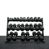 set of 2.5/5/7.5/10/12.5/15/17.5/20/ 22.5/25/27.5/30kg*2 (390kg) Hex dumbbell + 3 Tiers Pairs Dumbbell Rack
