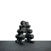 set of 2.5/5/7.5/10/12.5/15kg hex dumbbell + a shape 3 pairs dumbbell rack