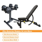 24kg adjustable dumbbells with stand and bench package