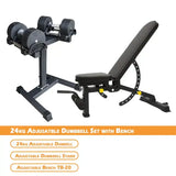 24kg adjustable dumbbells with stand and bench package