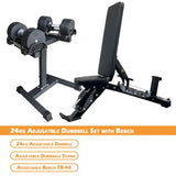 24kg adjustable dumbbells with stand and bench package