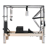 Pilates reformer machine on a white background