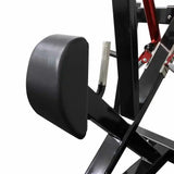 Black leather chest pad on a chest press machine