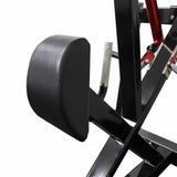 Black leather chest pad on a chest press machine