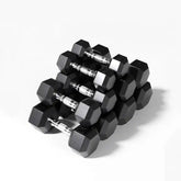set of black hex dumbbells
