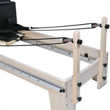 Close-up of the pilates rope risers and cables on Pilates reformer PL-600 Pro