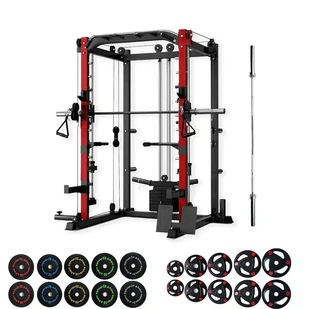 Smith Machine SP024 With Weights Barbell Set SuperAlphago