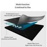 Diagram of a multi-layered yoga mat with labelled layers on a white background