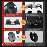 Comparison chart of alphago fitness adjustable dumbbells and others with features highlighted on a red and gray background.