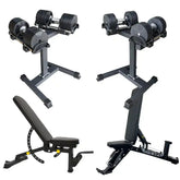 adjustable dumbbells with stand and bench package