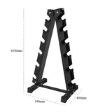 a shape 6 pairs dumbbell rack dimension