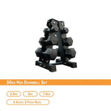 30kg hex dumbbell with rack