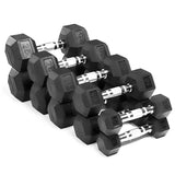 Set of 5/10/15/20/25kg Rubber Coating Hex Dumbbells