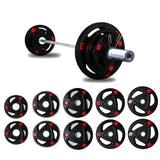 set of 2.5/5/10/15/20kg Olympic Tri-Grip Rubber Coated Weight Plates with barbell