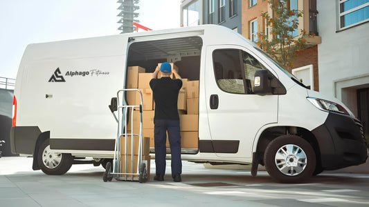 Delivery van unloading gym equipment for customers looking to buy gym equipment Brisbane.