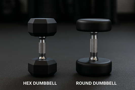 hex dumbbell and round dumbbell