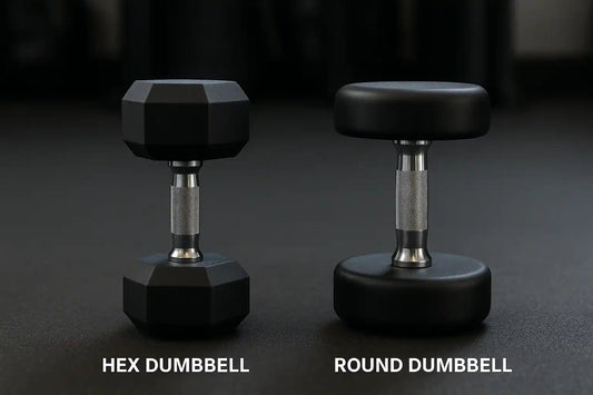 hex dumbbell and round dumbbell