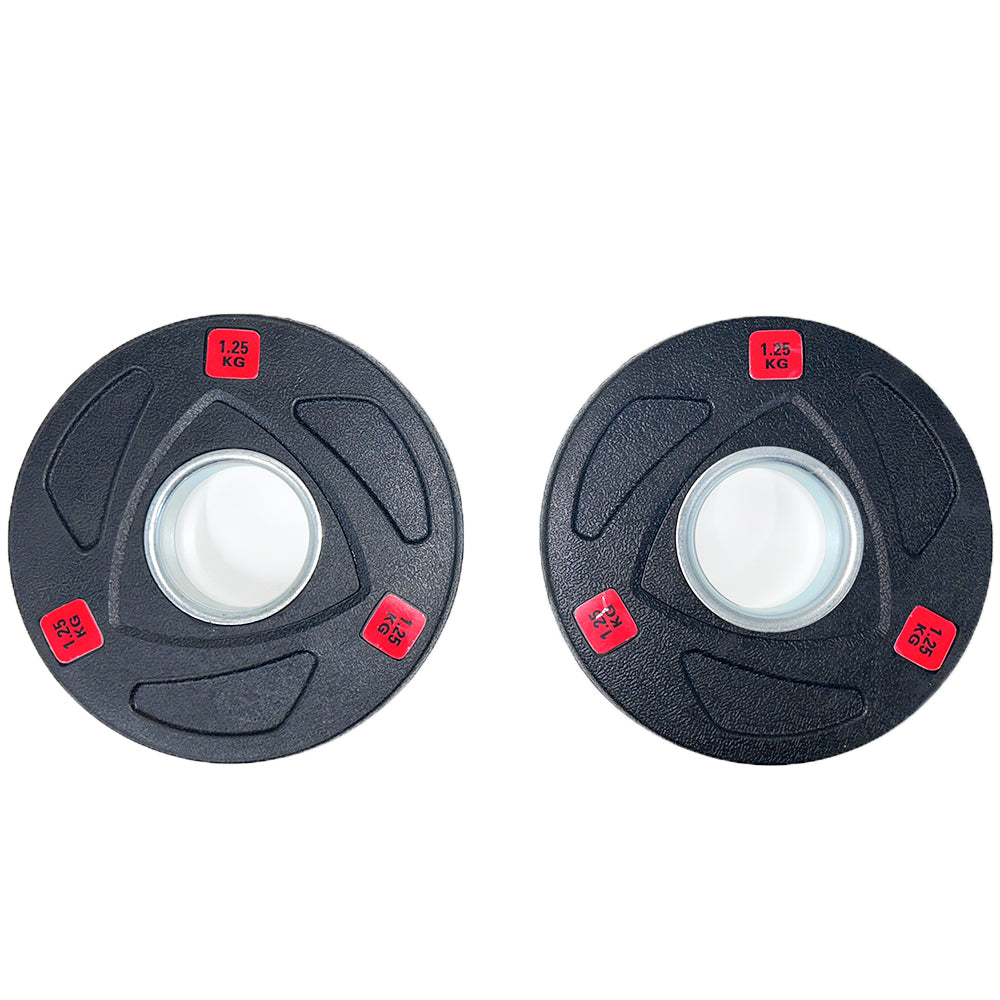 pair of 1.25kg Olympic Tri-Grip Rubber Coated Weight Plates