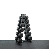 Set of 10/12.5/15/20/22.5/25kg*2 Hex dumbbells + A Shape 6 Pairs Dumbbell Rack