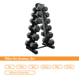 135kg hex dumbbell with rack