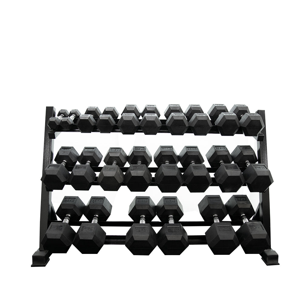 12 pairs total 390kg hex dumbbell from 2.5kg to 30kg with dumbbell rack