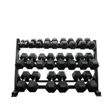 12 pairs total 390kg hex dumbbell from 2.5kg to 30kg with dumbbell rack
