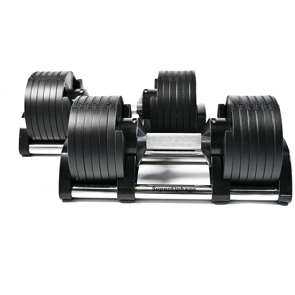 Pair of 24kg Quick-Adjustable Dumbbells - 2kg Increments