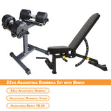 32kg adjustable dumbbells with stand and bench package