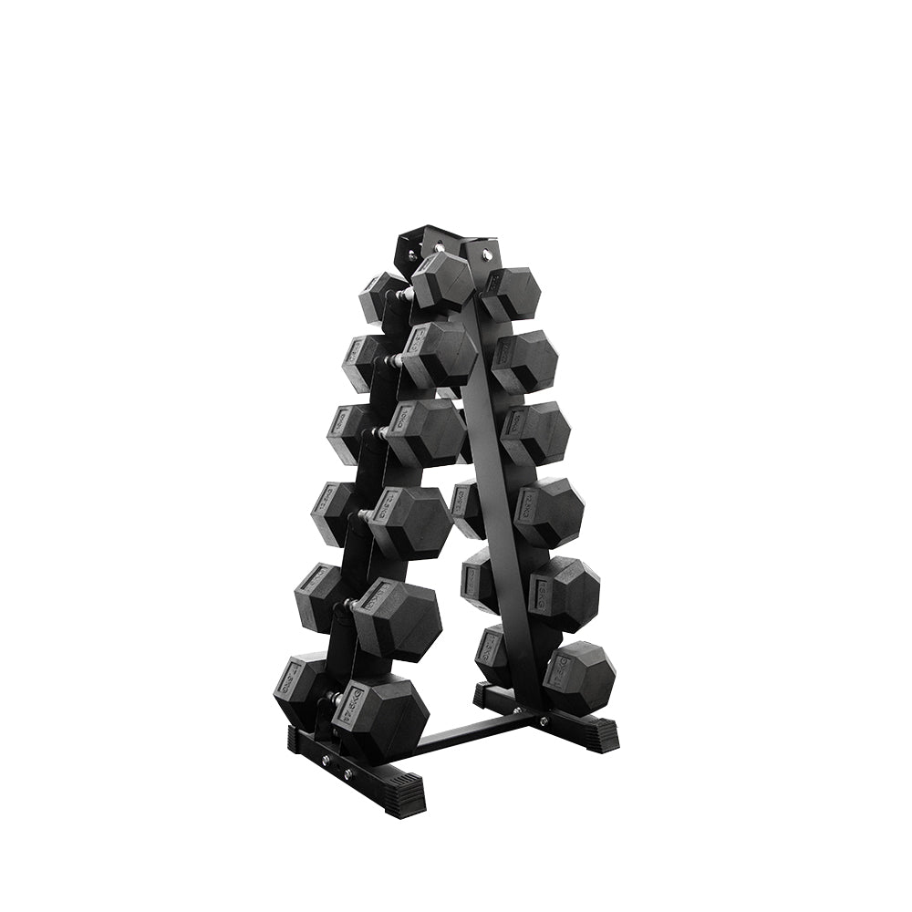 6 pairs total 135kg hex dumbbell from 5kg to 17.5kg with dumbbell rack