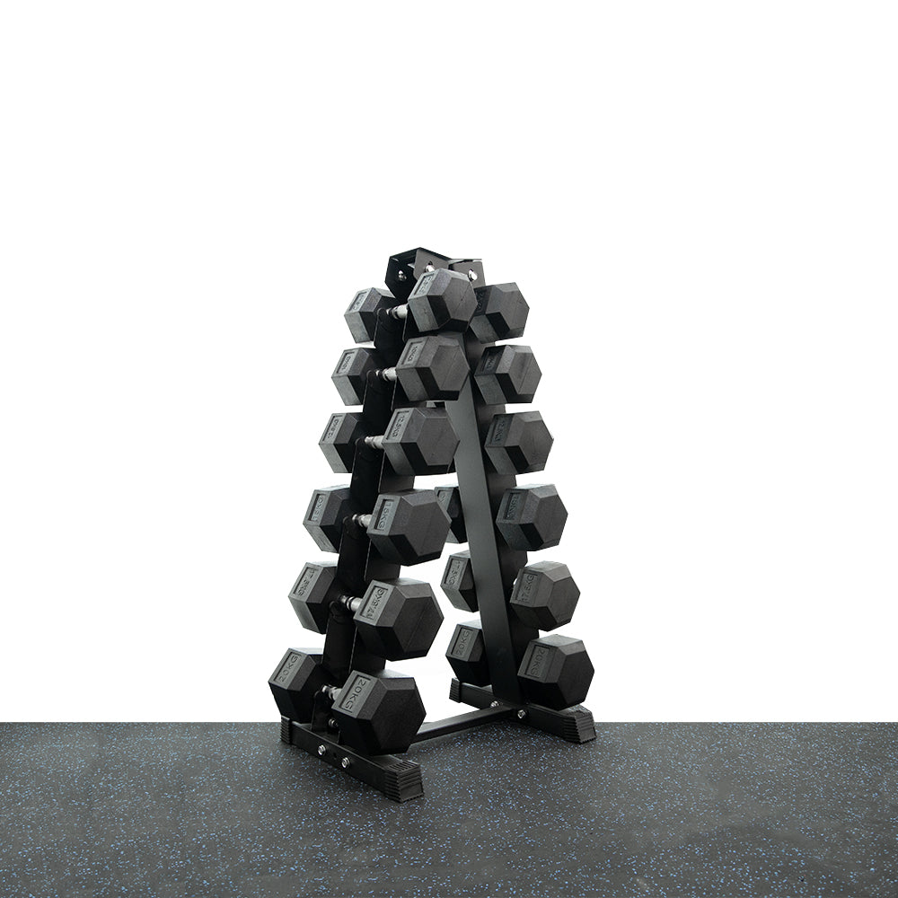 7.5/10/12.5/15/ 17.5/20kg Hex Dumbbell with Rack