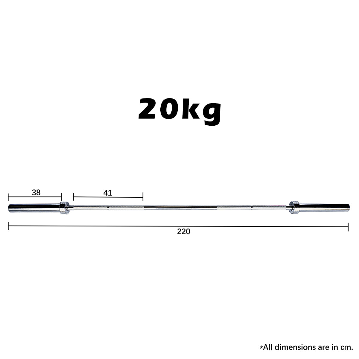 2.2m olympic 20kg straight barbell