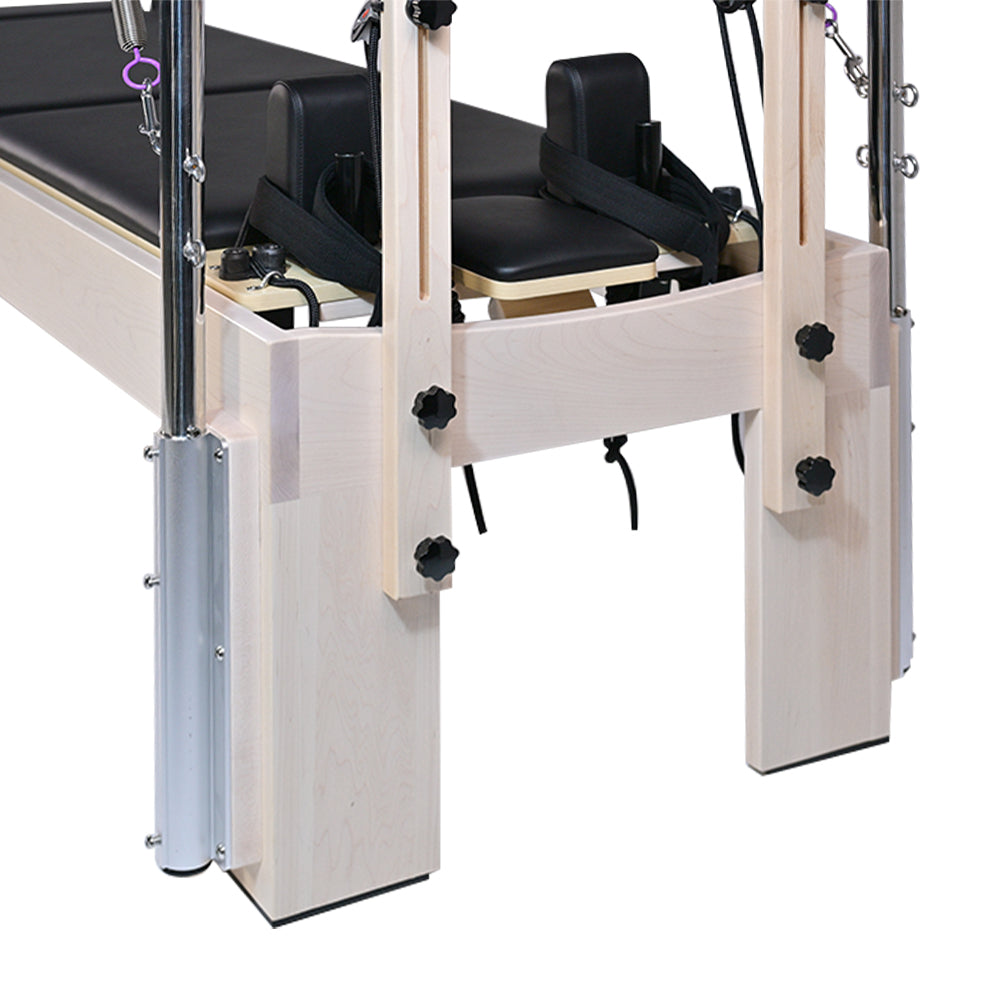 Close-up of the pilates rope risers on Pilates reformer PL-600 Pro