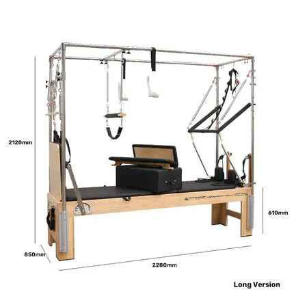 oak cadillac reformer full trapeze tower with dimensions