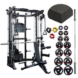 smith machine cf089 with weights barbell gym mat bench