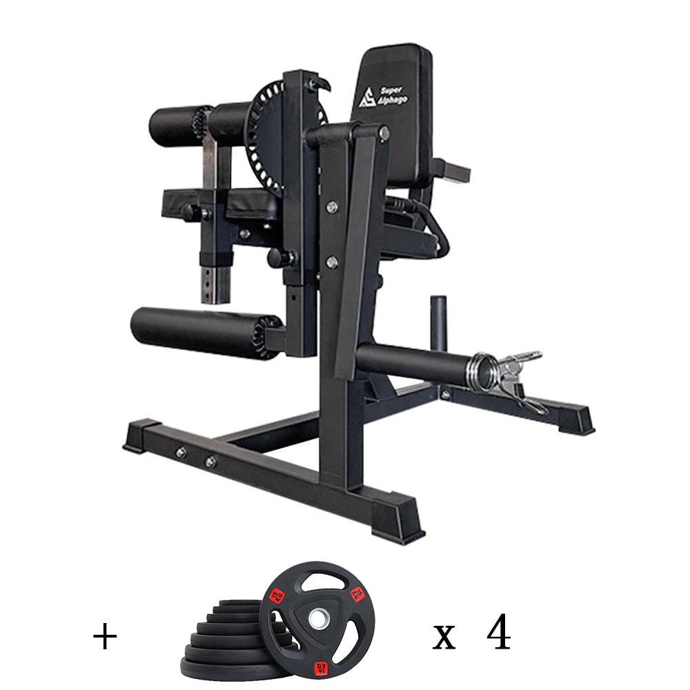 Leg extension and curl machine with 60kg weight plates