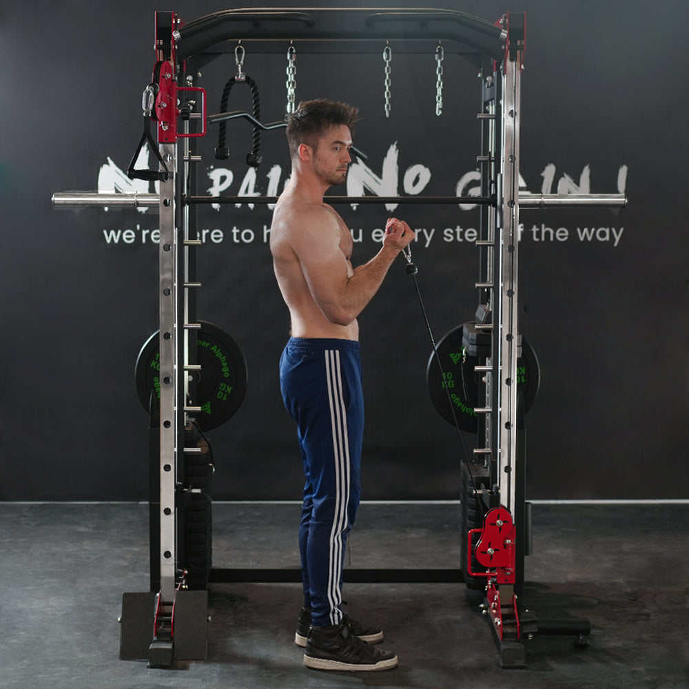male model image for cable exercise  in smith machine jl006