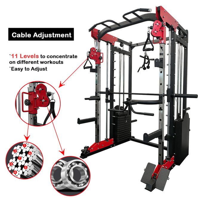 adjustable cable system in smith machine jl006