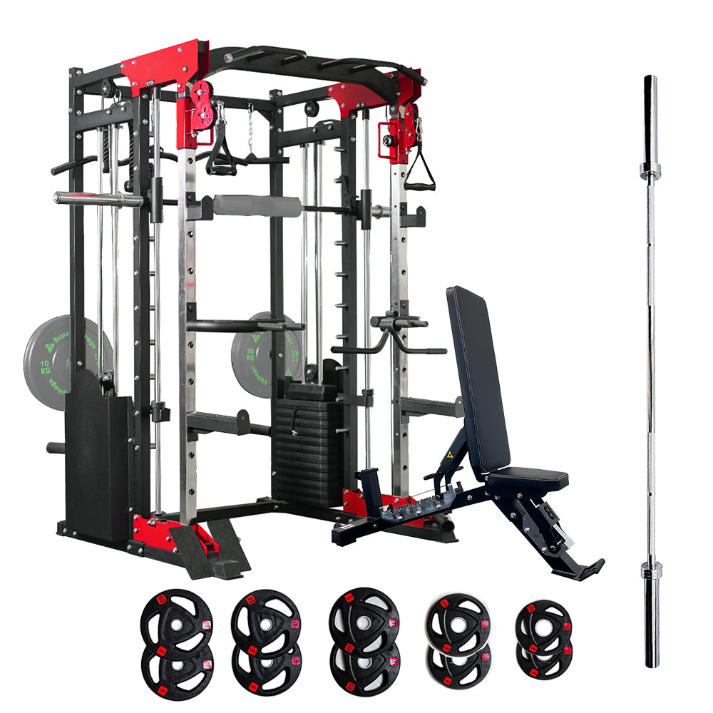 Smith Machine JL006 with weights barbell and bench