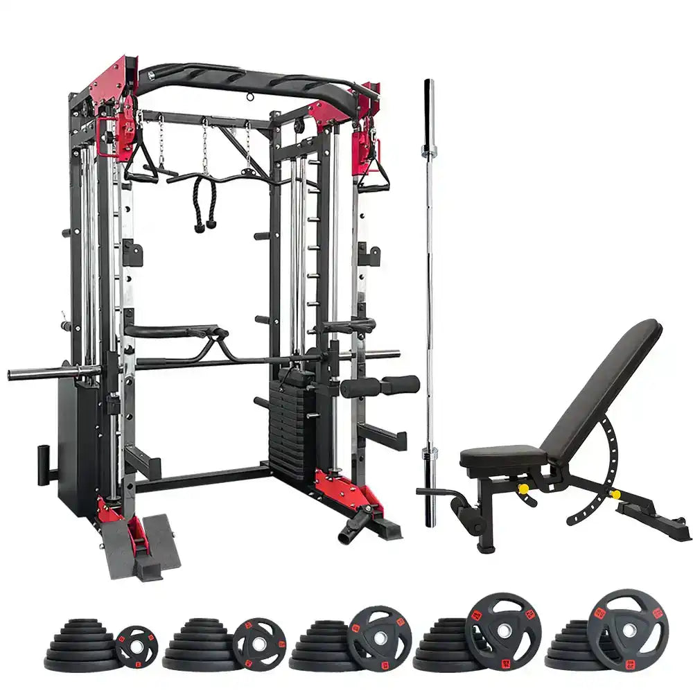 Smith Machine JL006 with 105kg Tri-grip Weights + Decline Bench TB-20