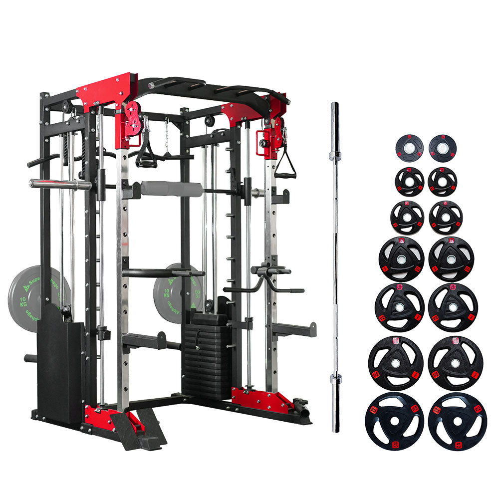 Smith Machine JL006 + 2.2m Olympic Barbell + Olympic Weights
