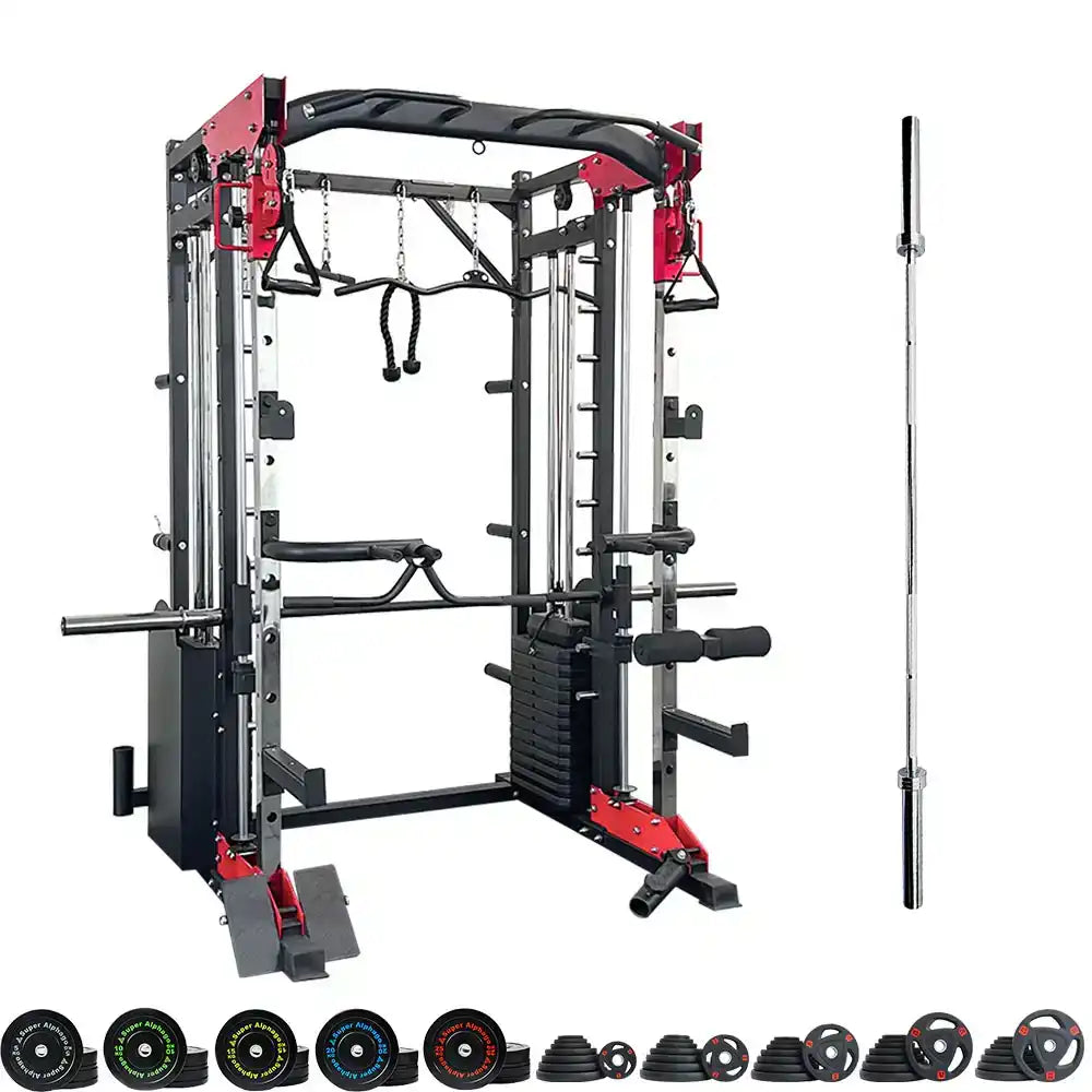 Smith Machine JL006 with Olympic Barbell & Weights Set 