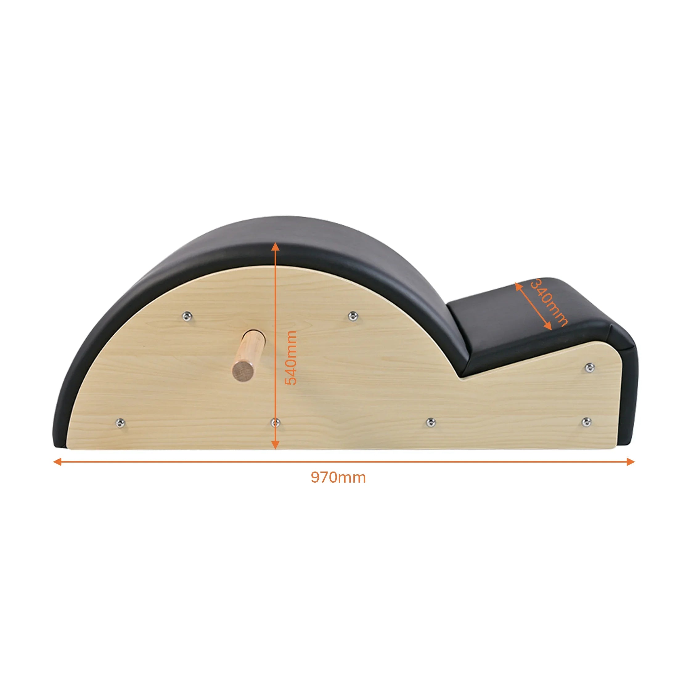 Pilates Maple Spine Corrector with dimension indicated