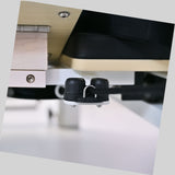 close-up of aluminum pilates reformer cable clamps