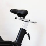 close up of the Black exercise bike seat and frame in air bike