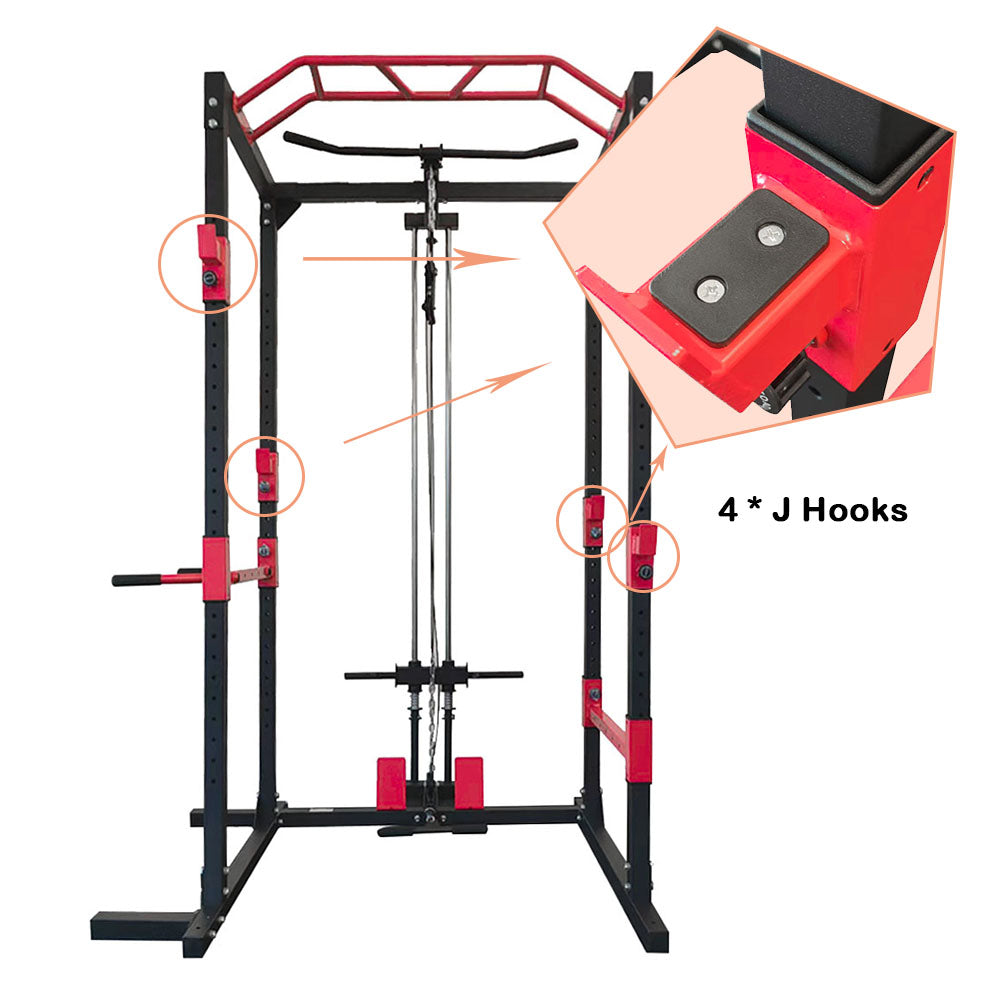 Power Cage Rack with Cable System SR89 j hooks