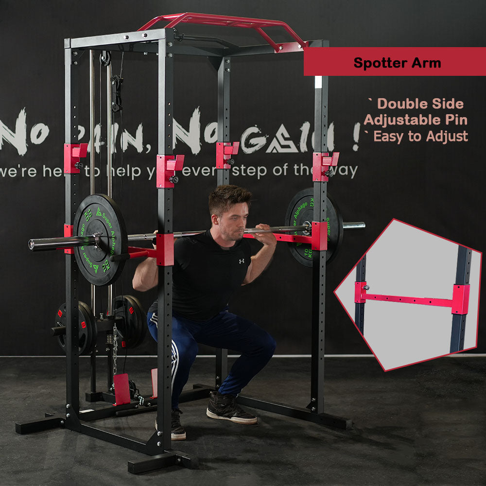 Power Cage Rack with Cable System SR89 spotter arm male model image