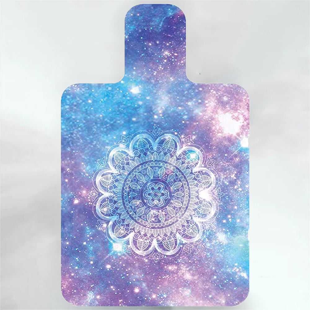 reformer mat with galaxy design and mandala pattern on a white background