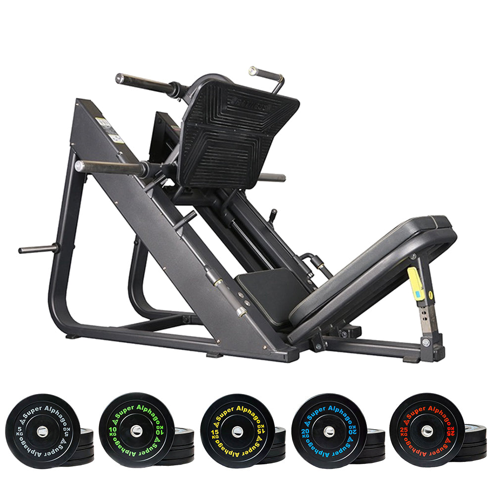 commercial leg press machine with bumper plates