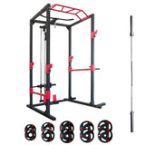 cage rack sr89 package with barbell and olympic weights