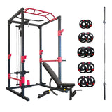 Power rack SR89 package with bench barbell olympic weights